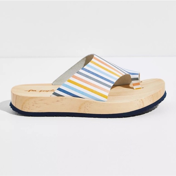 NWOT Free People Striped Woodlands Platform Clog Sandal - Picture 2 of 11